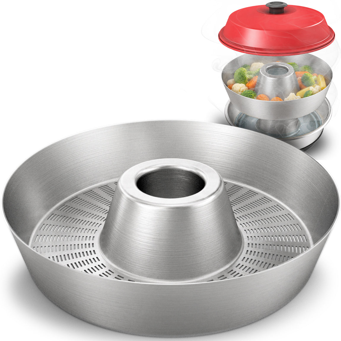 JETZT VORBESTELLBAR: CAMPIFORM® Dampfgareinsatz für Omnia Camping Backofen | Patent angemeldete Innovation | Edelstahl Dampfgar-Einsatz | Schonendes Dampfgaren | Zubehör