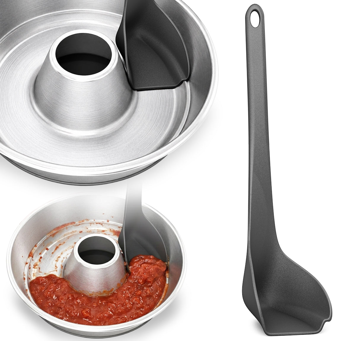 campiform® Spatel mit Kantenabstreifer – kompatibel mit Omnia Campingbackofen – passgenauer Spezialspatel zum Ausschaben, Portionieren & Servieren – Design angemeldet, Zubehör