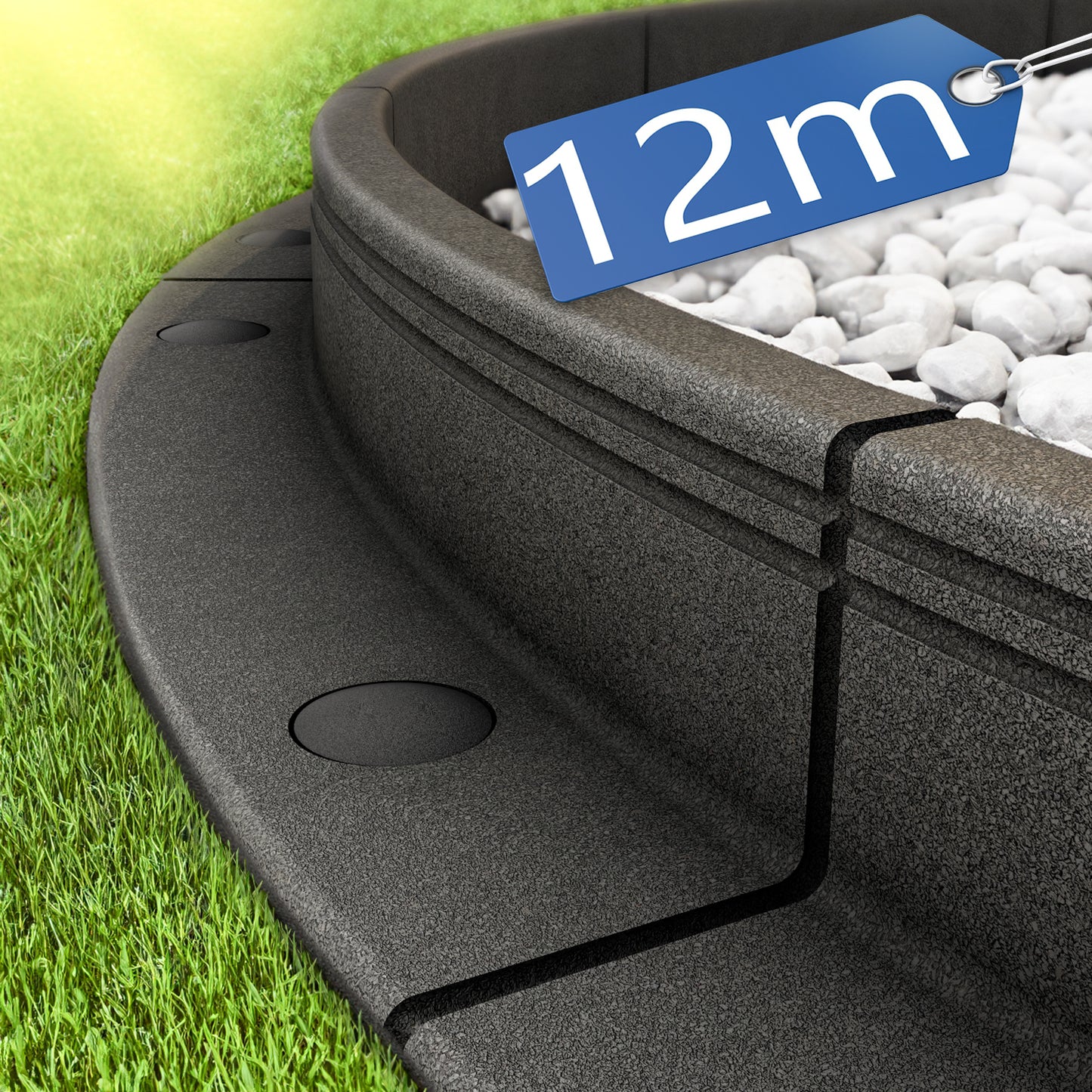 ZauberKante® - Flexible Rasenkante aus hochwertigem Gummi | Perfekte Beetumrandung, Beeteinfassung & Mähkante | biegsam für einfache Anpassung