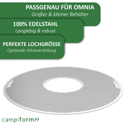 Popcorn Einsatz für Omnia Campingbackofen – Popcorn Stopper aus Edelstahl, perfektes Popcorn ohne Verbrennen, optimale Luftzirkulation
