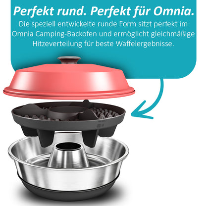 ! AUFGRUND STARKER NACHFRAGE - LIEFERUNG AM 20.03.2026 ! ZauberForm Original Waffeleinsatz kompatibel mit dem Omnia Camping-Backofen – lebensmittelechter & hitzebeständiger Silikon-Waffeleinsatz – Zubehör für Camping, belgische Waffeln