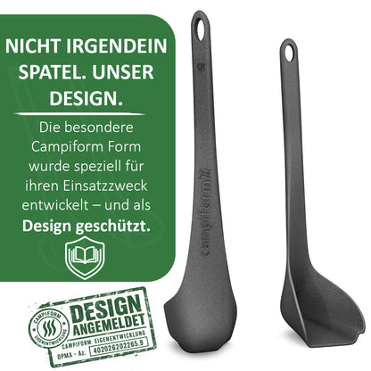 campiform® Spatel mit Kantenabstreifer – kompatibel mit Omnia Campingbackofen – passgenauer Spezialspatel zum Ausschaben, Portionieren & Servieren – Design angemeldet, Zubehör