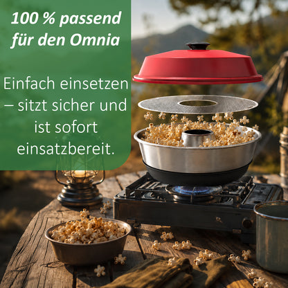 Popcorn Einsatz für Omnia Campingbackofen – Popcorn Stopper aus Edelstahl, perfektes Popcorn ohne Verbrennen, optimale Luftzirkulation
