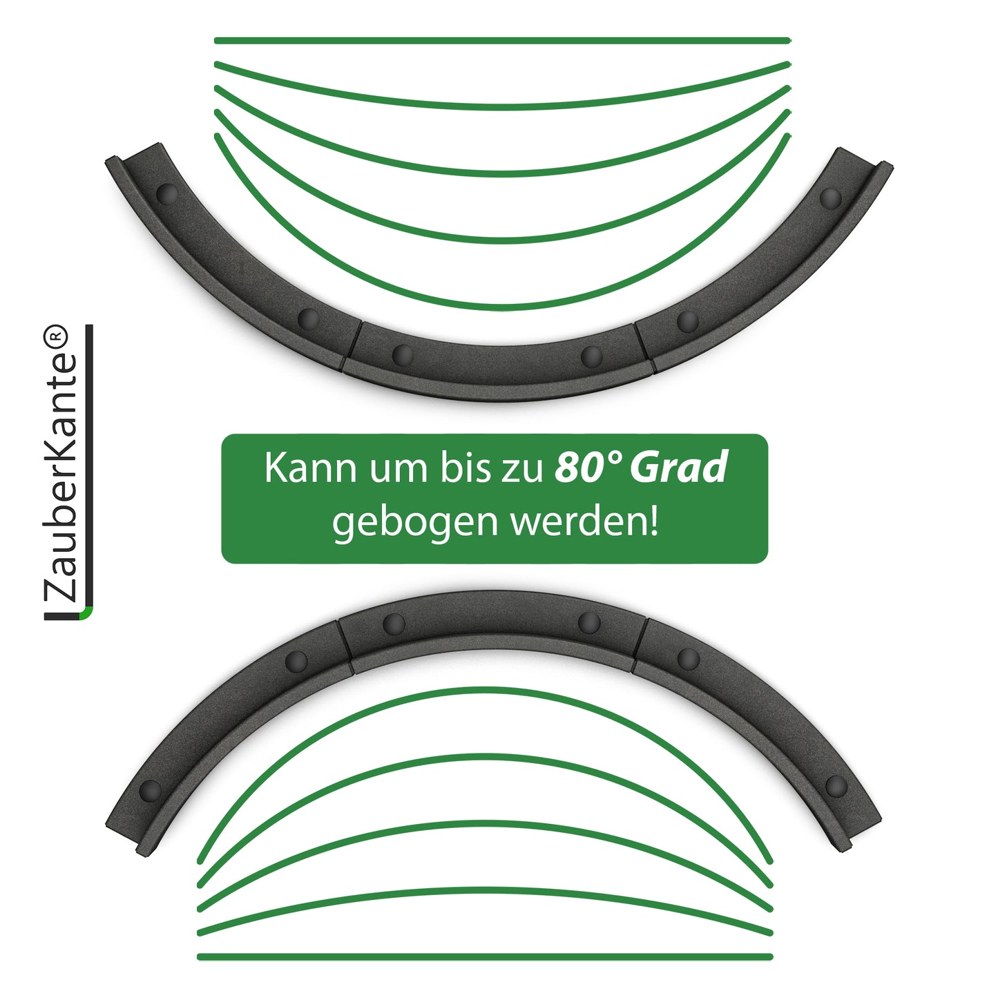ZauberKante® - Flexible Rasenkante aus hochwertigem Gummi | Perfekte Beetumrandung, Beeteinfassung & Mähkante | biegsam für einfache Anpassung