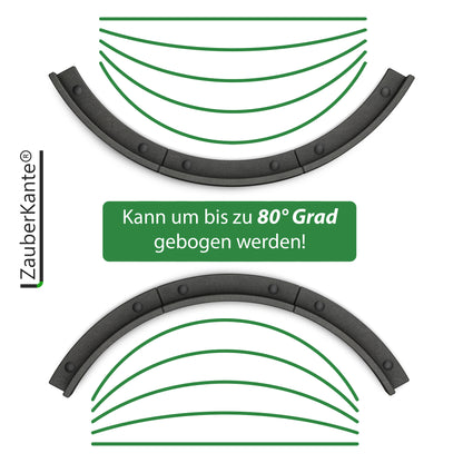 ZauberKante® - Flexible Rasenkante aus hochwertigem Gummi | Perfekte Beetumrandung, Beeteinfassung & Mähkante | biegsam für einfache Anpassung