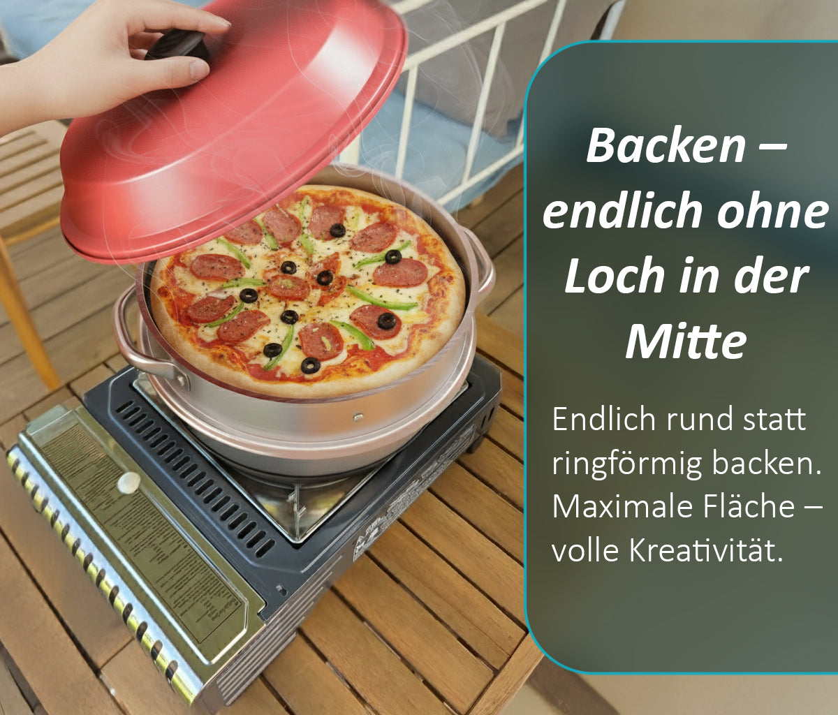 Pizzaaufsatz (NEUE VERSION) kompatibel mit Omnia Camping Backofen – Vollflächiger Backeinsatz aus Edelstahl – Lebensmittelecht – Kein Loch in der Mitte – Für Pizza, Flammkuchen & mehr, Zubehör