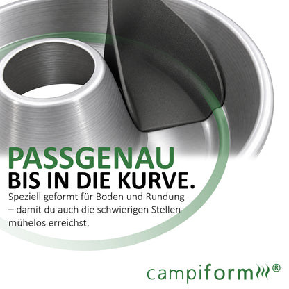 campiform® Spatel mit Kantenabstreifer – kompatibel mit Omnia Campingbackofen – passgenauer Spezialspatel zum Ausschaben, Portionieren & Servieren – Design angemeldet, Zubehör