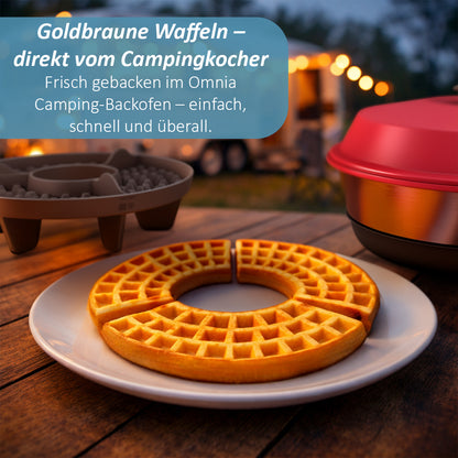 ! AUFGRUND STARKER NACHFRAGE - LIEFERUNG AM 20.03.2026 ! ZauberForm Original Waffeleinsatz kompatibel mit dem Omnia Camping-Backofen – lebensmittelechter & hitzebeständiger Silikon-Waffeleinsatz – Zubehör für Camping, belgische Waffeln