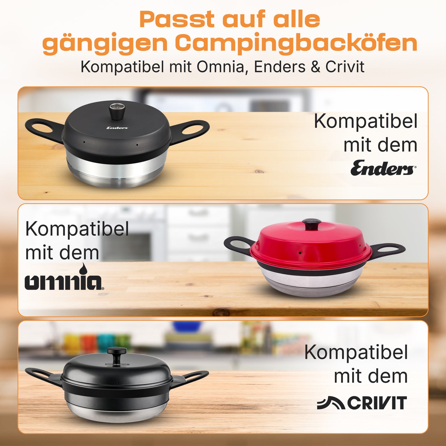 Silikon Haltegriff  kompatibel mit Omnia, Enders Vamo, Crivit - Griff, Griffe - für Camping Backofen – Zubehör - hitzebeständig & spülmaschinenfest