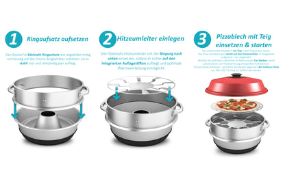 Pizzaaufsatz (NEUE VERSION) kompatibel mit Omnia Camping Backofen – Vollflächiger Backeinsatz aus Edelstahl – Lebensmittelecht – Kein Loch in der Mitte – Für Pizza, Flammkuchen & mehr, Zubehör