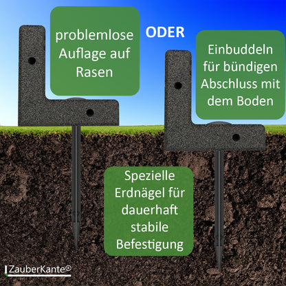 ZauberKante® - Flexible Rasenkante aus hochwertigem Gummi | Perfekte Beetumrandung, Beeteinfassung & Mähkante | biegsam für einfache Anpassung