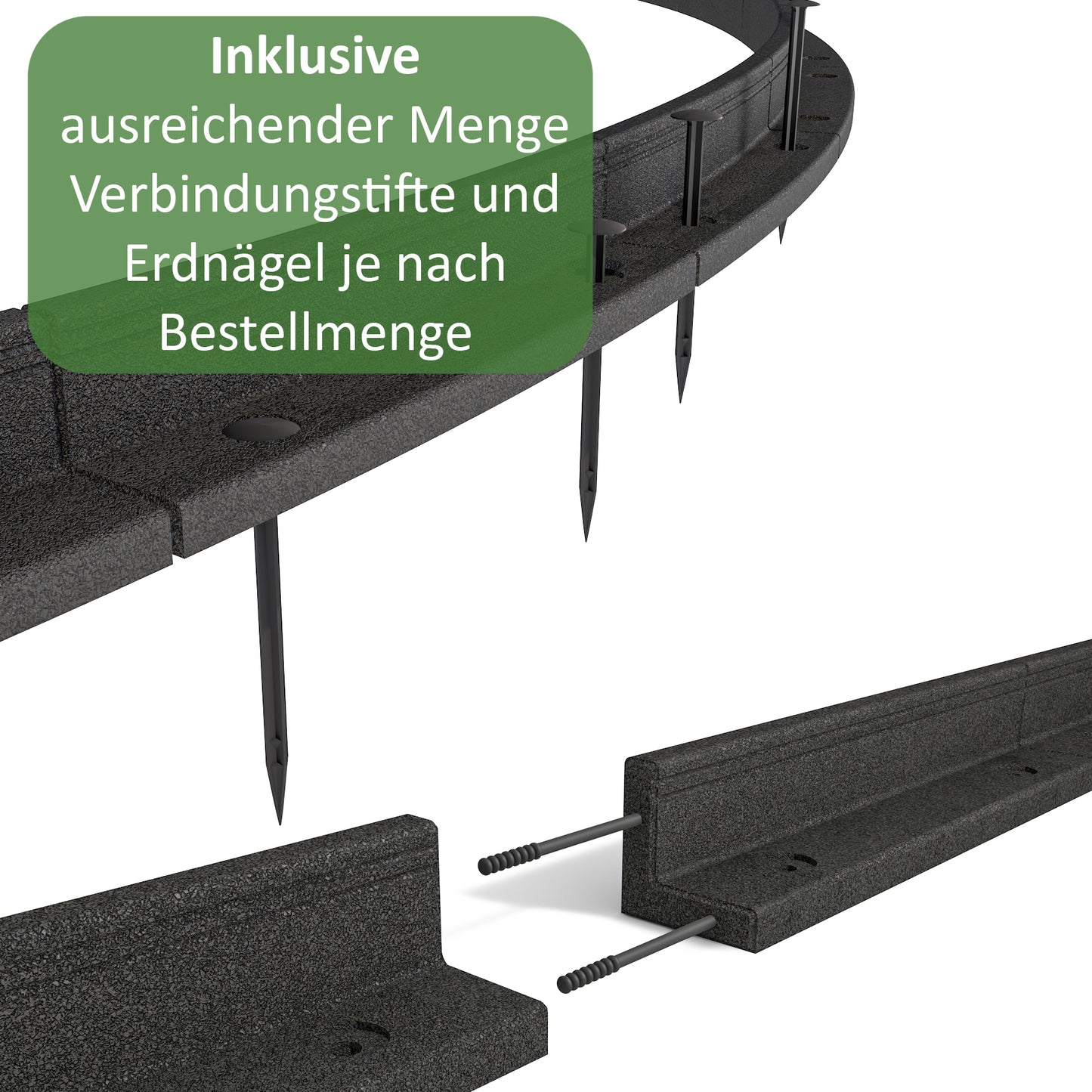 ZauberKante® - Flexible Rasenkante aus hochwertigem Gummi | Perfekte Beetumrandung, Beeteinfassung & Mähkante | biegsam für einfache Anpassung