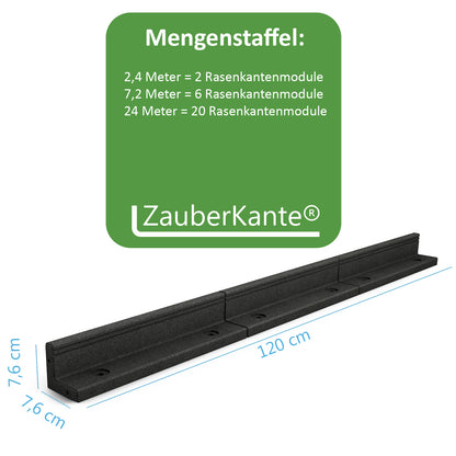 ZauberKante® - Flexible Rasenkante aus hochwertigem Gummi | Perfekte Beetumrandung, Beeteinfassung & Mähkante | biegsam für einfache Anpassung